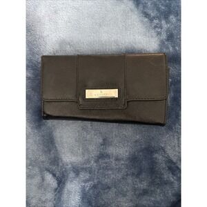 Rossetti Black Leather Wallet with Credit Card Holder Pen Checkbook Organizer